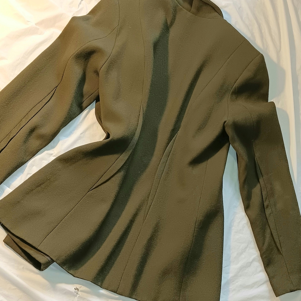 Retro Olive Women's Jacket & Matching Olive Polka Dot Olive Button-Down Shirt - Picture 6 of 8